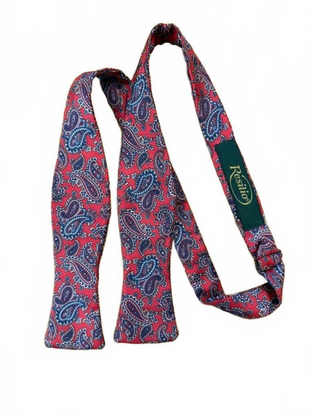 Resilio Red and Blue Paisley Pattern Silk Bow Tie